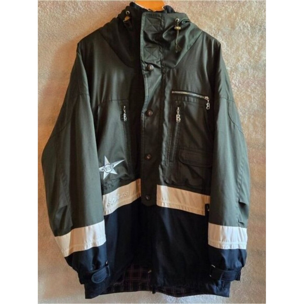 Bogner Sports Green and Black Ski Jacket with White Accents Sz 44